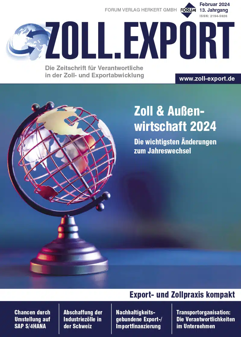 Fachzeitschrift ZOLL.EXPORT Cover Februar 2024